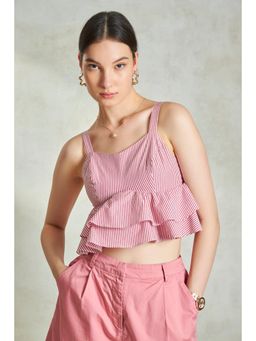 Virgio - Stripes Cotton Top with Frills for Women