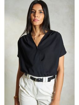 Virgio - Solid Twill Overlap V-Neck Bodysuit for Women