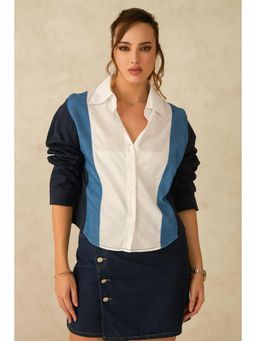 Virgio - Solid Cotton Two Panelled Shirt for Women