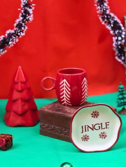 WEAVING HOMES - Red Jolly Treats Combo For Christmas Tableware & Decorative Item (Set Of 3)