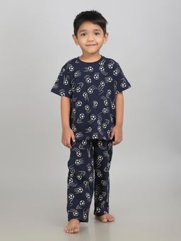 SHEER LOVE - half sleeve Football Printed T-Shirt with pyjama