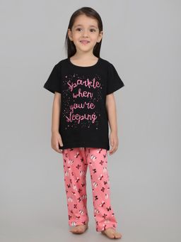 SHEER LOVE - half sleeve Typography T-Shirt with pyjama