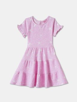 R&B - Floral Print Regular Girls Knee Dress Length