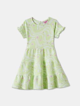 R&B - Floral Print Regular Girls Knee Dress Length