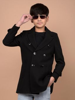 CRIMSOUNE CLUB - Boys Black Double-Breasted Overcoat