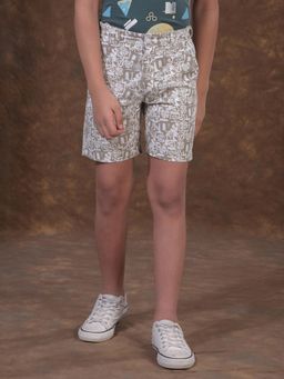 CRIMSOUNE CLUB - Boys Khaki Printed 100% Cotton Shorts