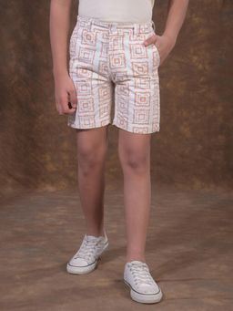 CRIMSOUNE CLUB - Boys Orange Printed 100% Cotton Shorts
