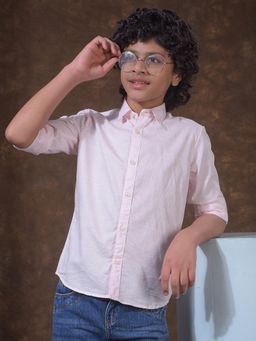 CRIMSOUNE CLUB - Boys Pink Textured Linen Shirt