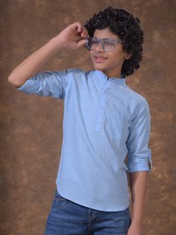 CRIMSOUNE CLUB - Boys Blue Linen Kurta