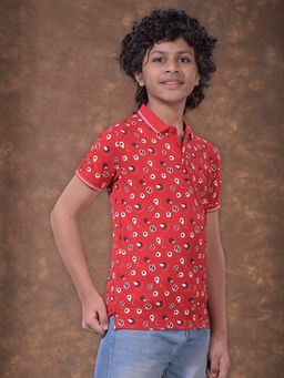 CRIMSOUNE CLUB - Boys Red Printed Polo T-Shirt