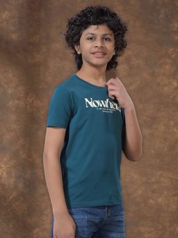 CRIMSOUNE CLUB - Boys Teal Typographic Print T-Shirt