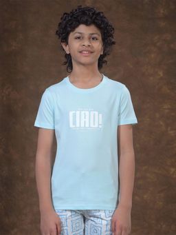 CRIMSOUNE CLUB - Boys Blue Typographic Print T-Shirt
