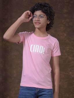 CRIMSOUNE CLUB - Boys Pink Typographic Print T-Shirt