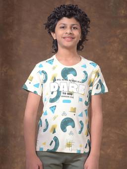 CRIMSOUNE CLUB - Boys Cream Typographic Print T-Shirt