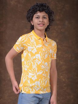 CRIMSOUNE CLUB - Boys Yellow Printed Polo T-Shirt