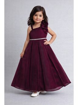 The Magic Wand - One Shoulder Party Gown With Diamonte Waistband - Wine