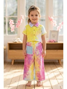 The Magic Wand - Woven Half Sleeves Tie and Dye Ric Rac Co-Ord Set - Multi Colour