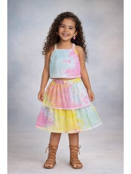 The Magic Wand - Woven Tie and Dye Strappy Double Layer Top & Skirt - Multi Colour