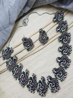 GRIIHAM - Silver Oxidised Necklace Set