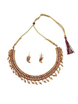 GRIIHAM - Gold Plated Elegant Stone Studded Necklace Set