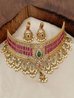 GRIIHAM - Premium Quality Designer Cz Zercon Stones Choker Necklace Set