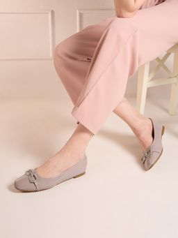 Inc.5 - Womens Purple Party Wear Solid Narrow Toe Flat Ballerinas