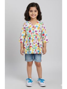 The Magic Wand - Girls Multi-Color Vibrant Printed Holi Edition Top