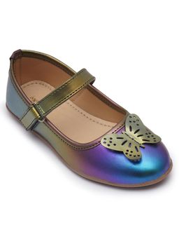 Hopscotch - Girls Butterfly Shimmer Mary Jane Multi-Color Ballerina