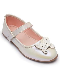 Hopscotch - Girls Butterfly Shimmer Mary Jane White Ballerina