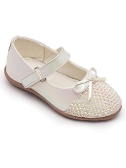 Hopscotch - Girls Sparkle Star Mary Jane White Ballerina