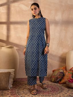 Indo Era - Women Indigo Printed A-Line Co-Ord Set