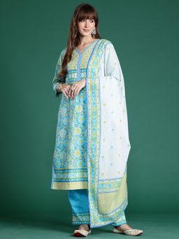 Indo Era - Women Multi-Color Floral Printed Kurta with Pant and Dupatta