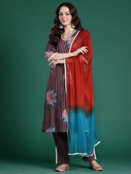 Indo Era - Women Multi-Color Floral Printed Kurta with Pant and Dupatta