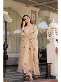 WOOMN - Beige Sandstone Graceful Anarkali with Pant and Dupatta
