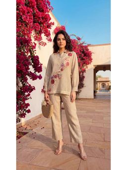 WOOMN - Brown Shefali Floral Jute Co-Ord Set