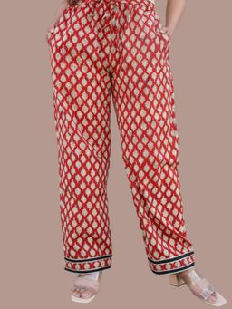 Meeta's - Asha Red Hand Block Printed Cotton Pant