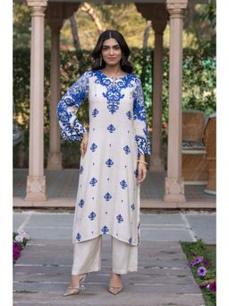 Mahee Jaipur - Off White Buti Print Muslin Kurta With Pant