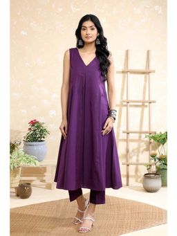 Sutra Art of Clothing - Purple Malai Cotton Kurta And Pant