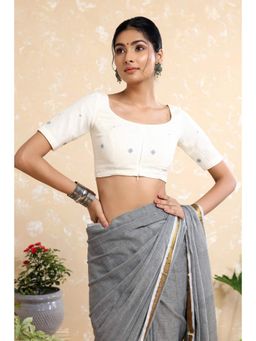 Sutra Art of Clothing - White Mishti Jamdani Stitched Blouse