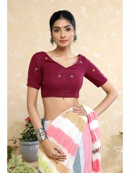 Sutra Art of Clothing - Wine Ruhi Jamdani Stitched Blouse