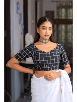 Sutra Art of Clothing - Charcoal Black Charm Jamdani Stitched Blouse