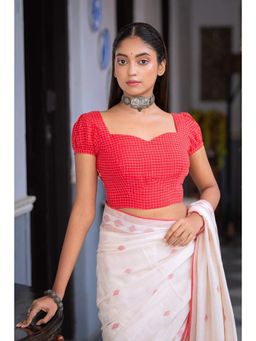 Sutra Art of Clothing - Red Pujo Jamdani Stitched Blouse