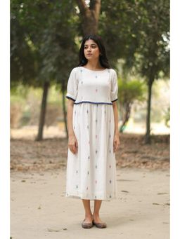 Sutra Art of Clothing - Pearl White Jamdani Cotton Dress