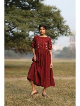 Sutra Art of Clothing - Amara Wine Jamdani Dress