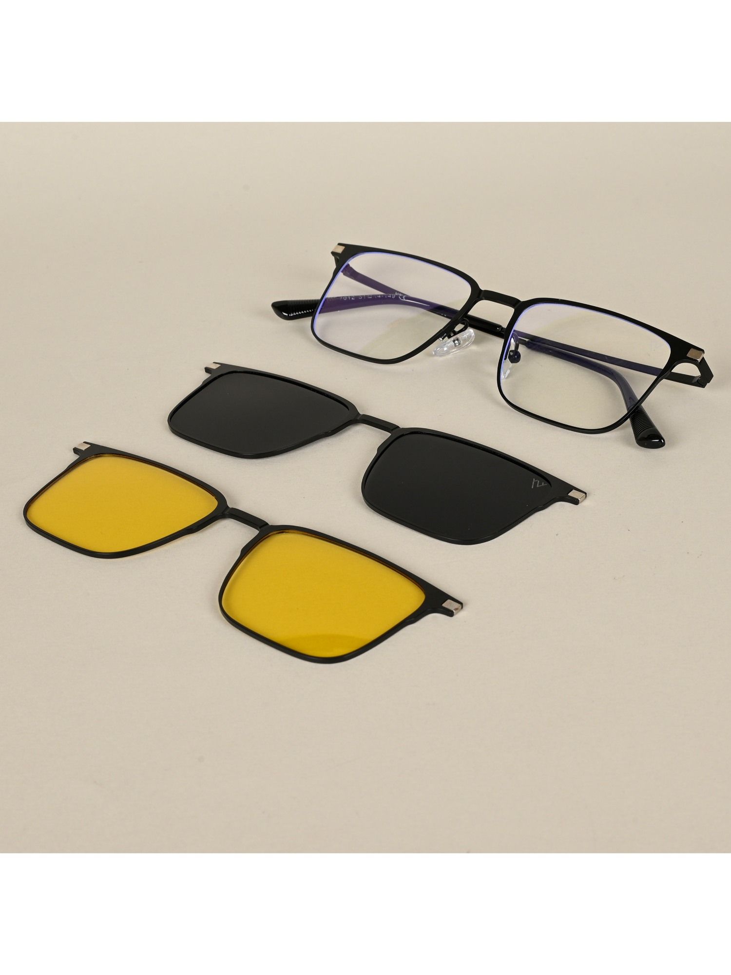 Buy Voyage Black Square Clip-On Polarized Sunglasses for Men