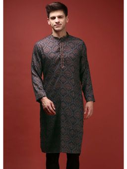 KISAH - Men Black Printed Ethnic Motifs Kurta
