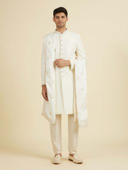 Manyavar - Cream Satin Elegance Stole