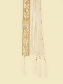 Manyavar - Warm White Pleated Sequined Stole