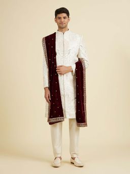 Manyavar - Regal Maroon Velvet Stole