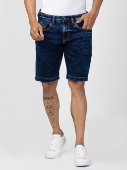 Spykar - Dark Blue Cotton Blend Shorts for Men